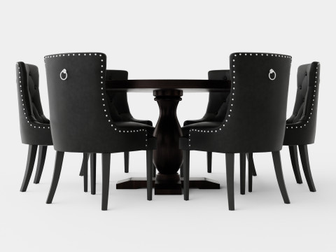 Dijon Food Group Round With 6 Tuva Armchair 3D 模型