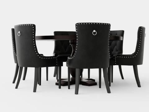 Dijon Food Group Round With 6 Tuva Armchair 3D 模型