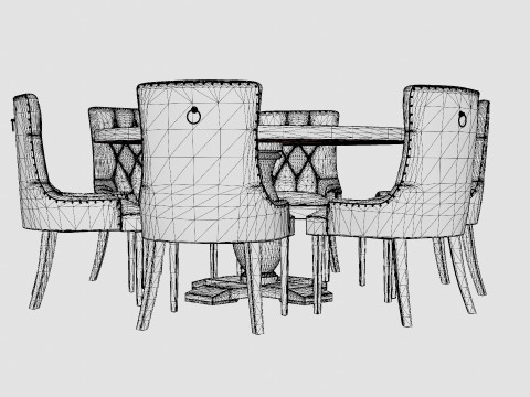 Dijon Food Group Round With 6 Tuva Armchair 3D 模型
