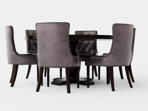 Dijon Food Group Round With 6 Victoria Armchair 3D Model