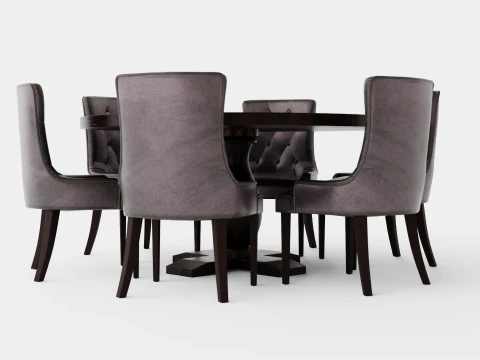 Dijon Food Group Round With 6 Victoria Armchair 3D Model