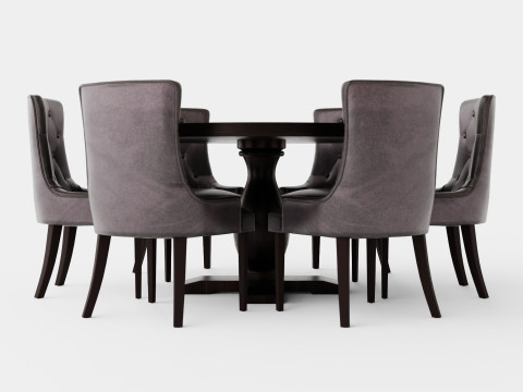 Dijon Food Group Round With 6 Victoria Armchair 3D Model