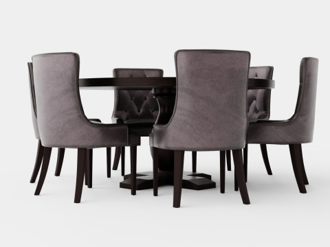 Dijon Food Group Round With 6 Victoria Armchair 3D Model