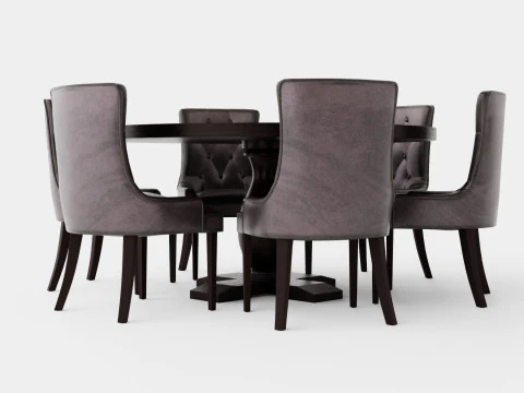 Dijon Food Group Round With 6 Victoria Armchair 3D Model