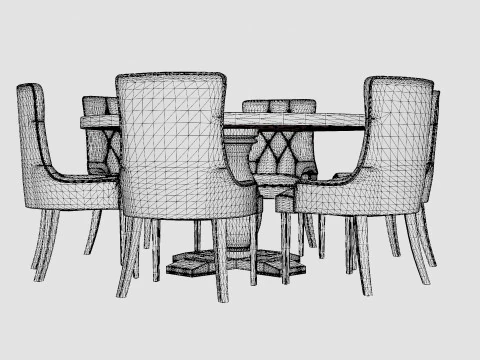 Dijon Food Group Round With 6 Victoria Armchair 3D Model