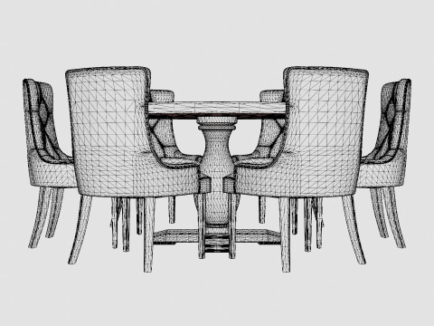 Dijon Food Group Round With 6 Victoria Armchair 3D Model