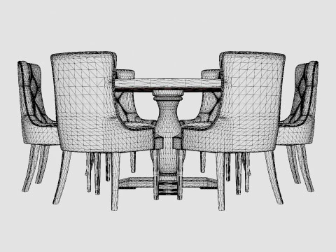 Dijon Food Group Round With 6 Victoria Armchair 3D Model