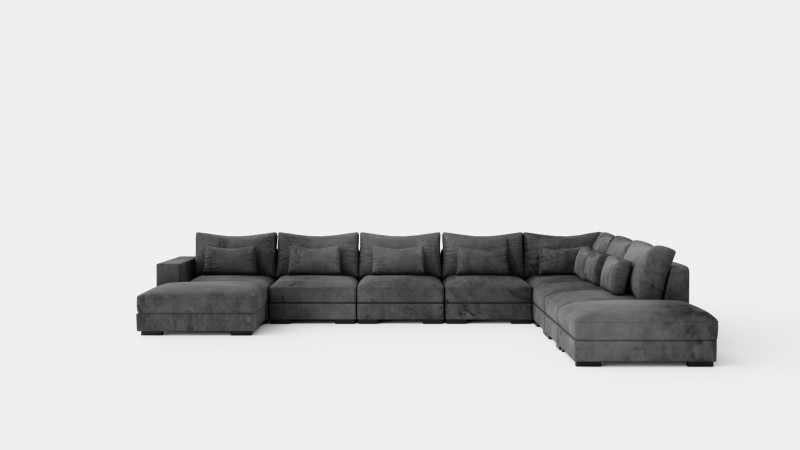 Dubai U Module Sofa Large With Divan Left Velvet Modelo 3D .c4d .max .obj .3ds .fbx .stl .blend