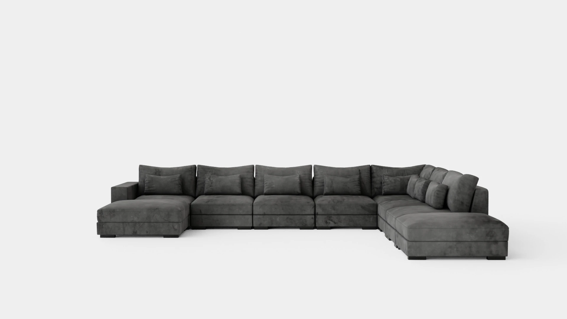 Dubai U Module Sofa Large With Divan Left Velvet 3D Model .c4d .max .obj .3ds .fbx .stl .blend 