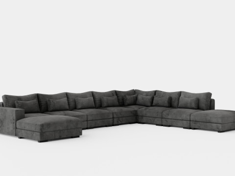 Dubai U Module Sofa Large With Divan Left Velvet Modelo 3D