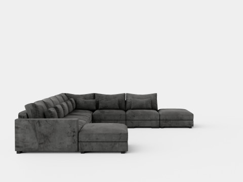 Dubai U Module Sofa Large With Divan Left Velvet Modelo 3D