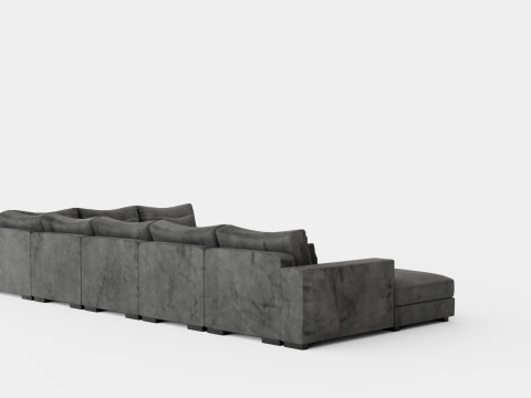 Dubai U Module Sofa Large With Divan Left Velvet Modelo 3D
