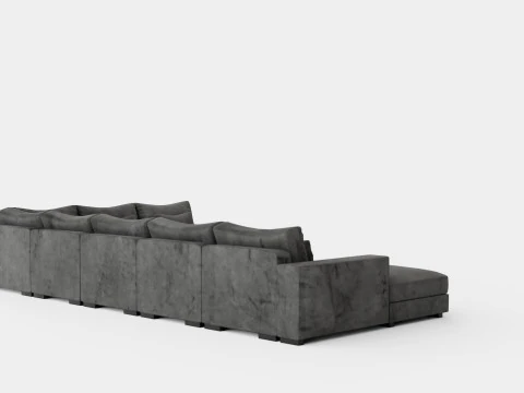 Dubai U Module Sofa Large With Divan Left Velvet 3D Model