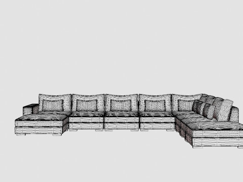 Dubai U Module Sofa Large With Divan Left Velvet Modelo 3D