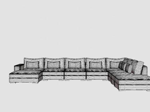 Dubai U Module Sofa Large With Divan Left Velvet 3D Model