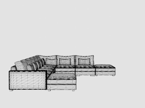 Dubai U Module Sofa Large With Divan Left Velvet 3D Model