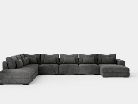 Dubai U Module Sofa Large With Divan Right Velvet 3D Model