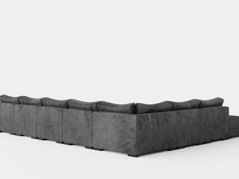 Dubai U Module Sofa Large With Divan Right Velvet 3D Model