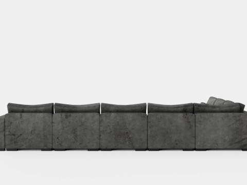 Dubai U Module Sofa Large With Divan Right Velvet 3D Model