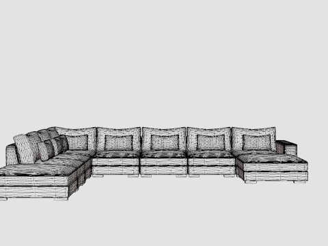 Dubai U Module Sofa Large With Divan Right Velvet 3D Model