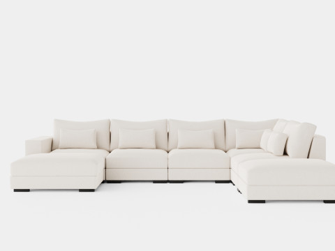 Dubai U Module Sofa With Divan Left 3D Model