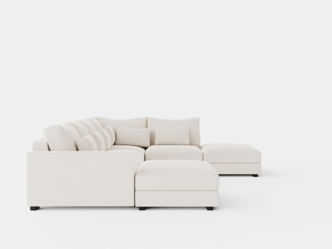 Dubai U Module Sofa With Divan Left 3D Model