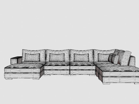 Dubai U Module Sofa With Divan Left 3D Model