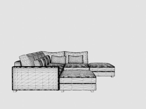 Dubai U Module Sofa With Divan Left 3D Model