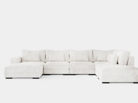 Dubai U Module Sofa With Divan Left Velvet 3D Model