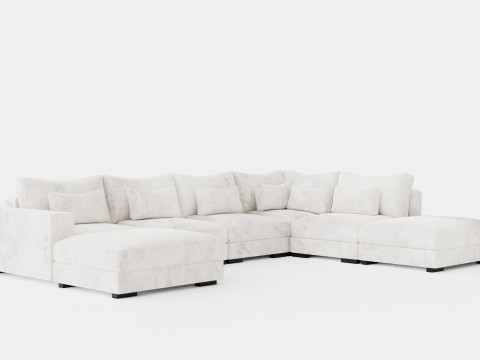 Dubai U Module Sofa With Divan Left Velvet Model 3D