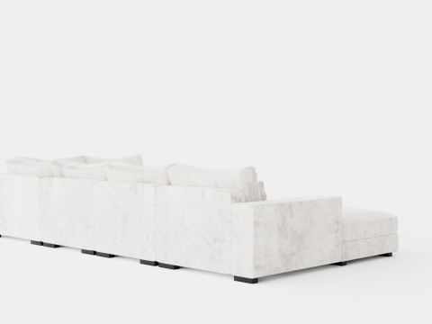 Dubai U Module Sofa With Divan Left Velvet Model 3D