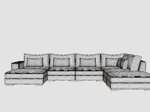 Dubai U Module Sofa With Divan Left Velvet Model 3D