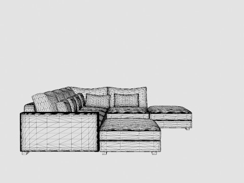 Dubai U Module Sofa With Divan Left Velvet Model 3D