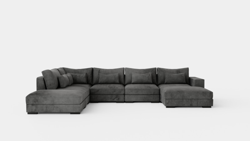 Dubai U Module Sofa With Divan Right Velvet 3D मॉडल .c4d .max .obj .3ds .fbx .stl .blend