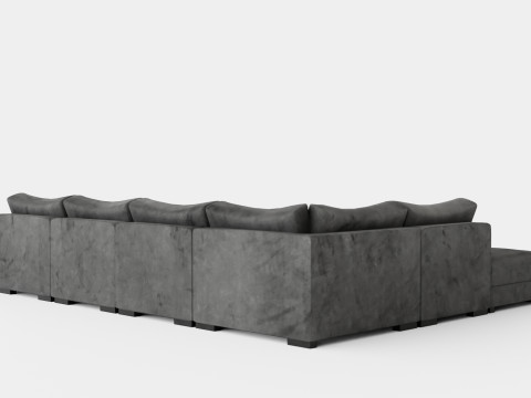 Dubai U Module Sofa With Divan Right Velvet 3D मॉडल