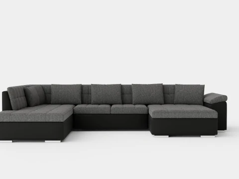 Dynir Corner Bed Sofá Divan Co Storage Right Preto Cinza Modelo 3D