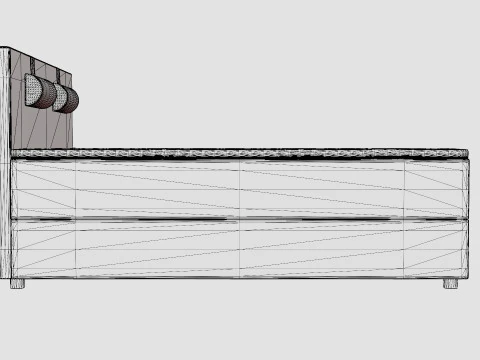Edison Bed With Storage Light Gray 3D Model