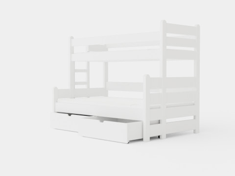 Eira Bunk Bed Co Storage White Model 3D