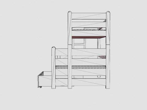 Eira Bunk Bed Co Storage White Model 3D