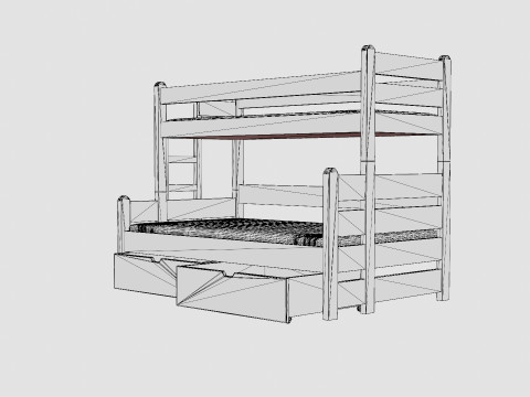 Eira Bunk Bed Co Storage White Model 3D