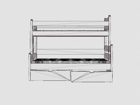 Eira Bunk Bed Co Storage White Model 3D