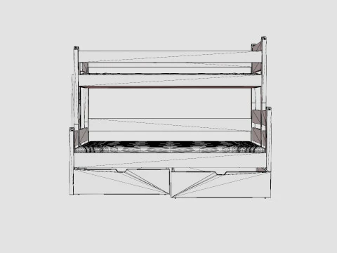 Eira Bunk Bed Co Storage White 3D Model