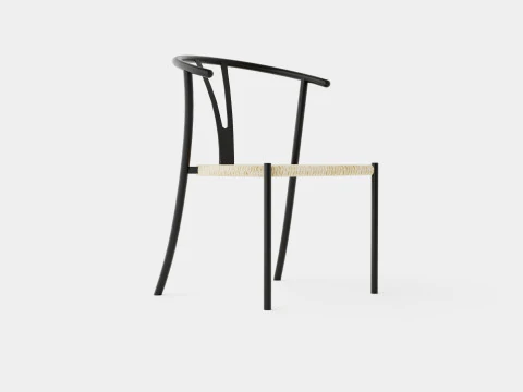 Chaise de salle &agrave; manger Elysia Acier Nature Spring Noir Modèle 3D