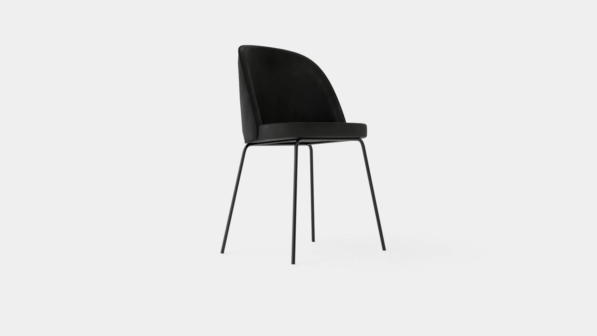 Felipe Dining Chair Velvet Black 3D Model .c4d .max .obj .3ds .fbx .stl .blend