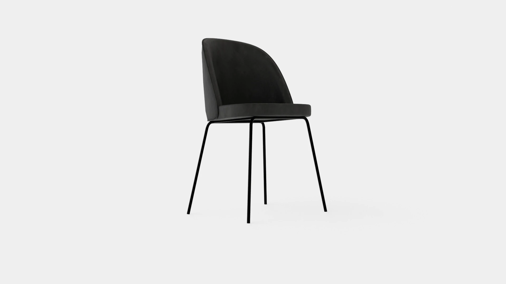 Felipe Dining Chair Velvet Gray Black 3D Model .c4d .max .obj .3ds .fbx .stl .blend 