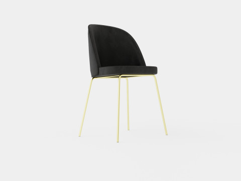 Felipe Dining Chair Velvet Gray Brass 3D Model