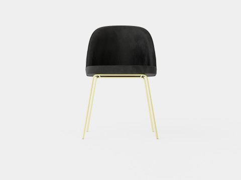 Felipe Dining Chair Velvet Gray Brass 3D मॉडल