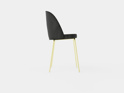 Felipe Dining Chair Velvet Gray Brass 3D मॉडल