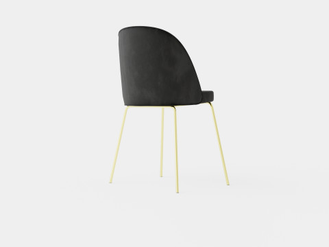 Felipe Dining Chair Velvet Gray Brass 3D मॉडल