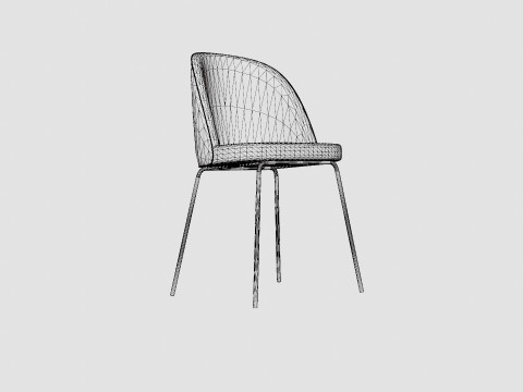 Felipe Dining Chair Velvet Gray Chrome 3D Model